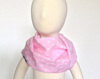 Modern Bib (Pink/White Dots) All in One Scarf & Bib "Scabib" TM for babies or toddlers