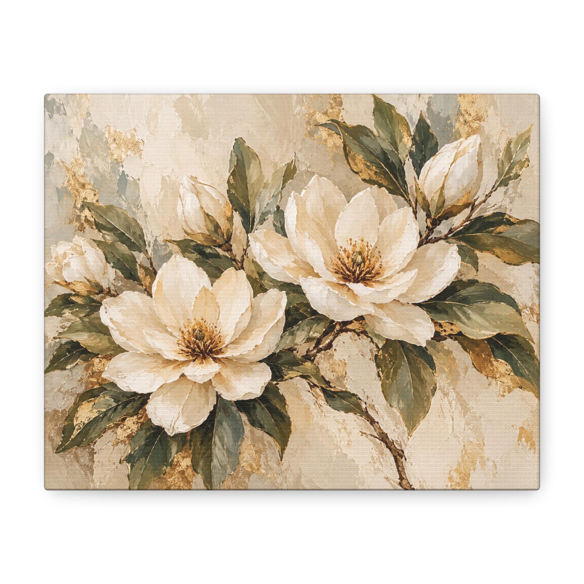 White magnolia floral canvas housewarming gift White magnolia floral canvas housewarming gift