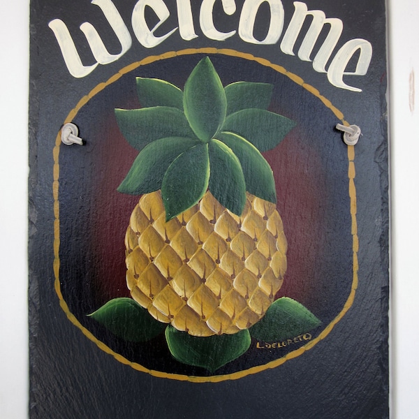 Pineapple welcome, slate welcome sign, Hand painted Slate, Personalized Sign, decorative Country, Welcome Sign, slate sign, wedding gift