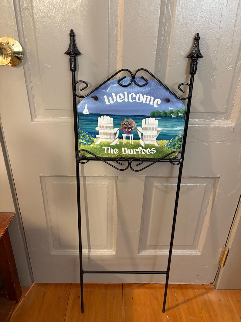 9Hx12W Hand painted sign, Personalized Slate, garden sign, Adirondack chairs, Nautical Slate Sign, Decorative sign, wedding gift, under 50 image 6