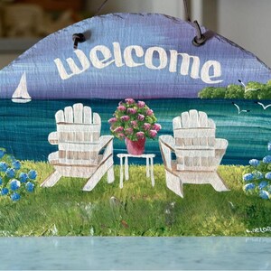 9Hx12W Hand painted sign, Personalized Slate, garden sign, Adirondack chairs, Nautical Slate Sign, Decorative sign, wedding gift, under 50 image 7