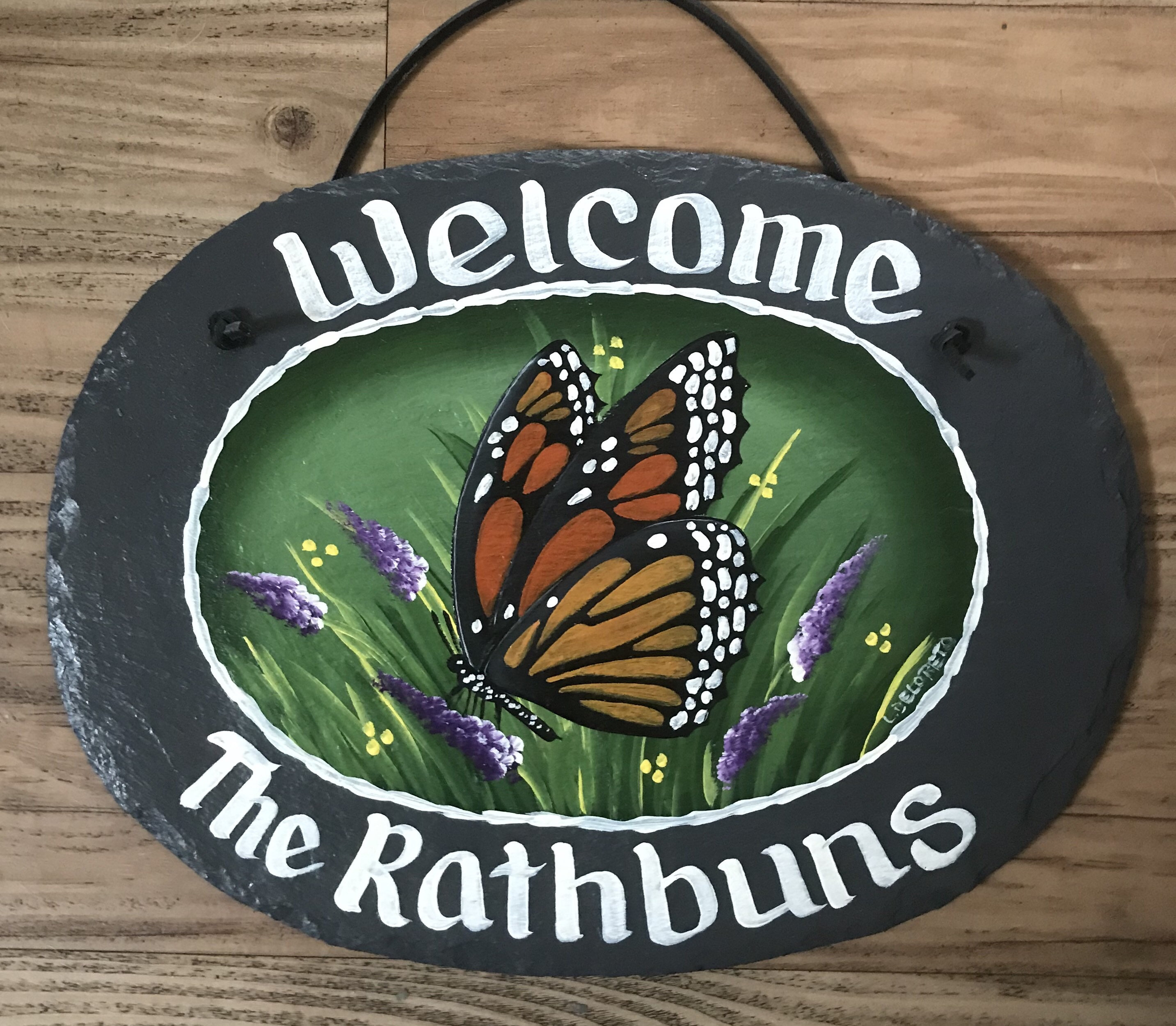 Butterfly oval slate sign Butterfly sign Monarch Etsy