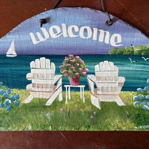 9Hx12W Hand painted sign, Personalized Slate, garden sign, Adirondack chairs, Nautical Slate Sign, Decorative sign, wedding gift, under 50 image 9