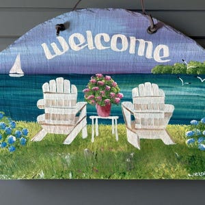 9Hx12W Hand painted sign, Personalized Slate, garden sign, Adirondack chairs, Nautical Slate Sign, Decorative sign, wedding gift, under 50 image 5