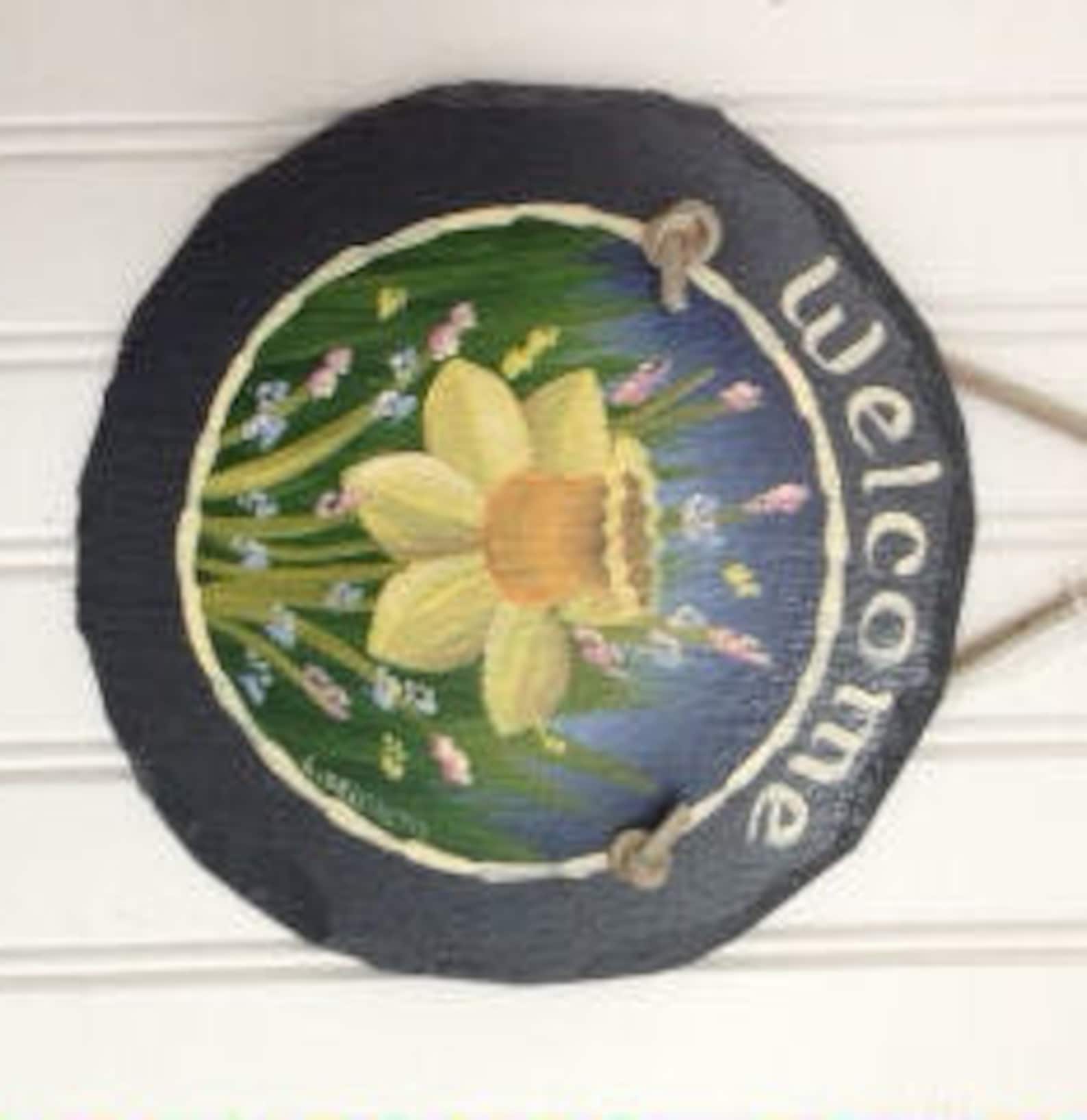 Handpainted Spring Daffodil Personalized Small Sign Etsy