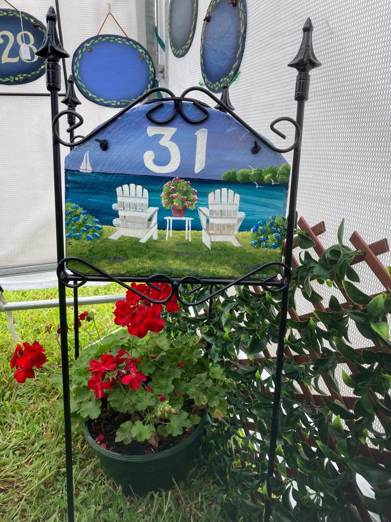 9Hx12W Hand painted sign, Personalized Slate, garden sign, Adirondack chairs, Nautical Slate Sign, Decorative sign, wedding gift, under 50 image 4