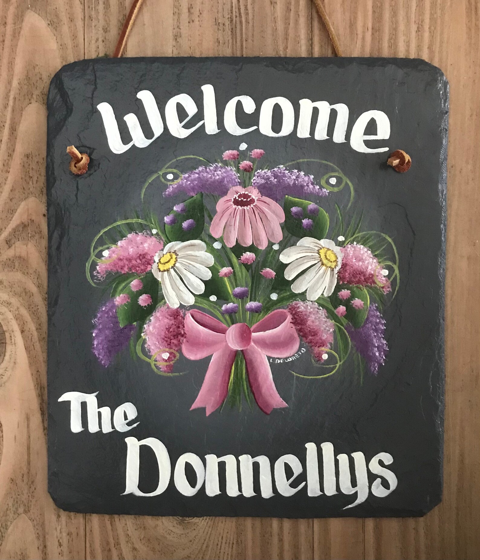 Daisy Sign Hand Painted Personalized Slate Daisy Etsy