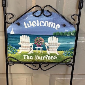9Hx12W Hand painted sign, Personalized Slate, garden sign, Adirondack chairs, Nautical Slate Sign, Decorative sign, wedding gift, under 50 image 3