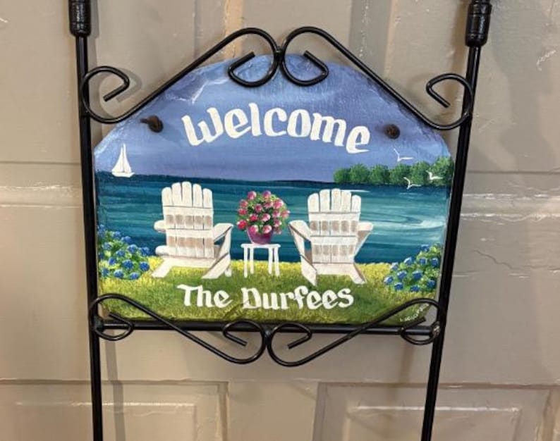 9Hx12W Hand painted sign, Personalized Slate, garden sign, Adirondack chairs, Nautical Slate Sign, Decorative sign, wedding gift, under 50 image 3