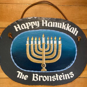Handpainted Personalized Hanukkah, Hanukkah Slate, Welcome Sign for Winter, Hanukkah sign, Happy Hanukkah