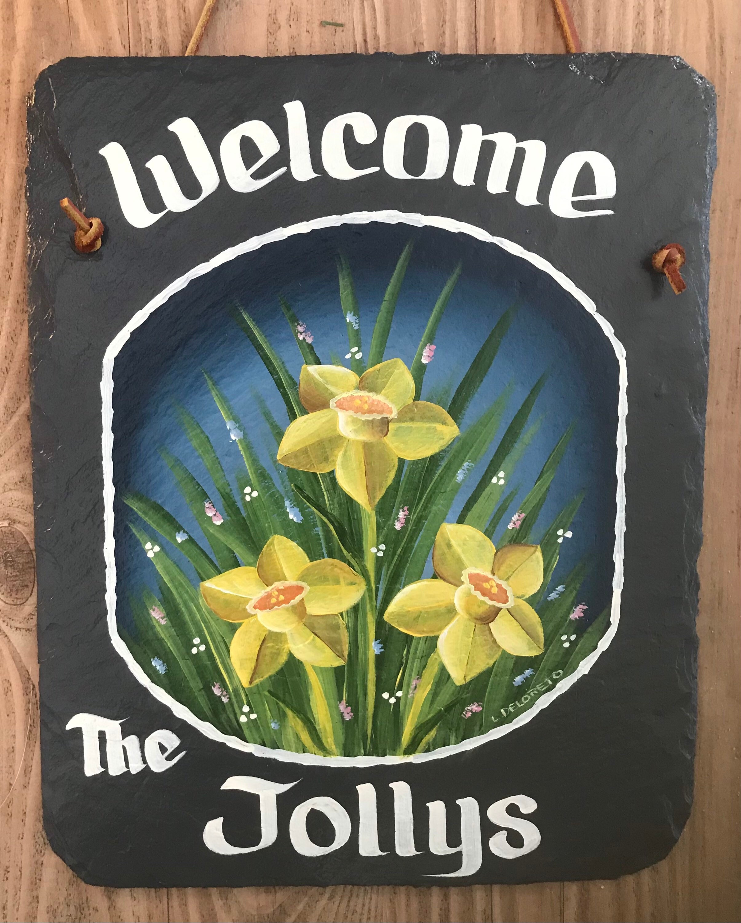 Reception Slate Signs Hand Painted Slate, Personalized Sign, Spring Daffodil, Slate Welcome ...
