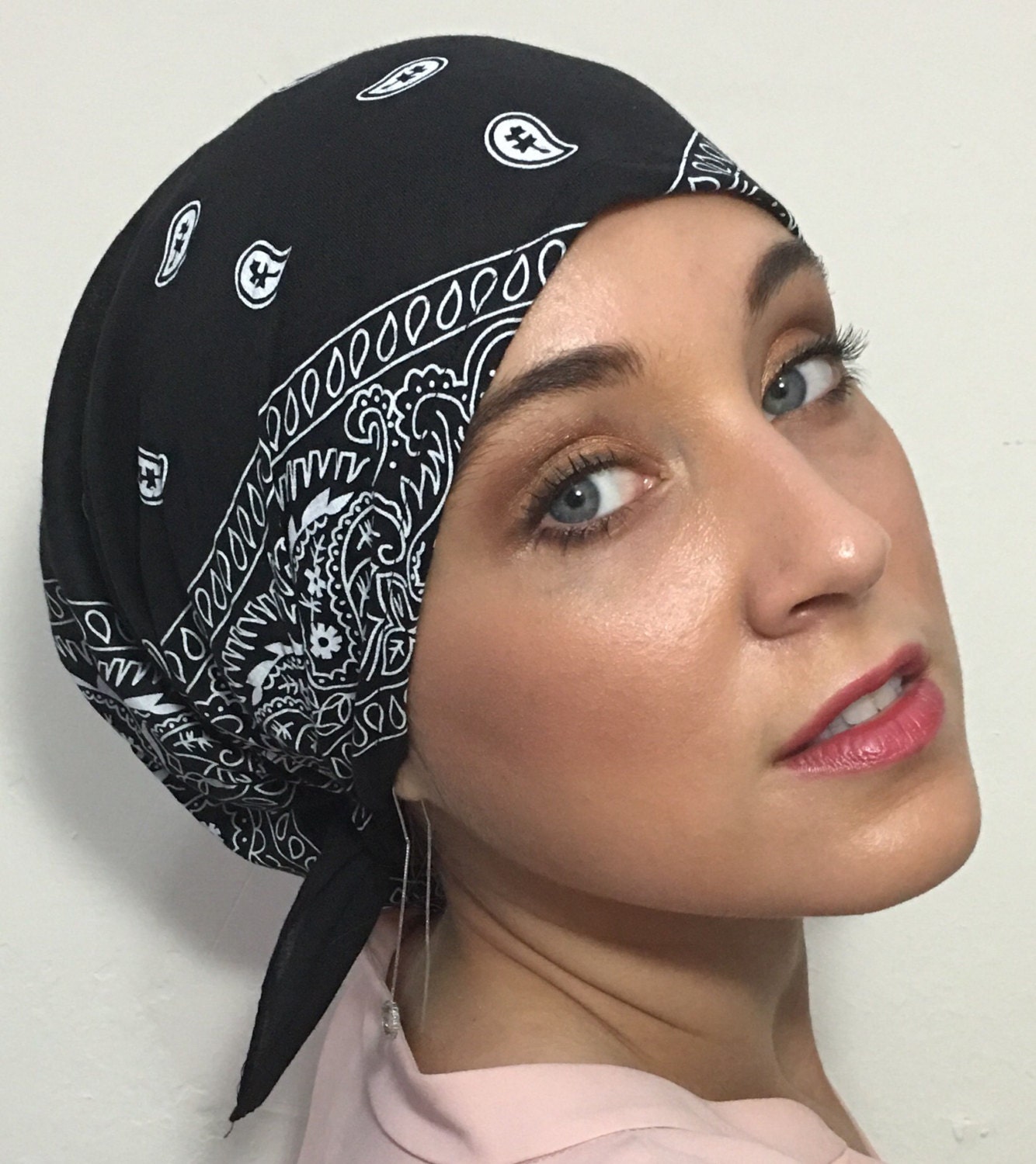 Head Scarf Cotton Bandana Pre Tied Elasticized Cute Headcover Scarf Tie Back Cap For Comfort Fitted Slip On Style Quality Styling