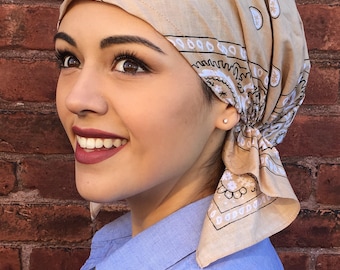 Cotton Bandana Durag Head Wrap Casual Stylish Tie Back Surgical Scrub Cap For Doctor Nurse Surgeon Hospital Patient Boho Cotton Pre Tied Hat