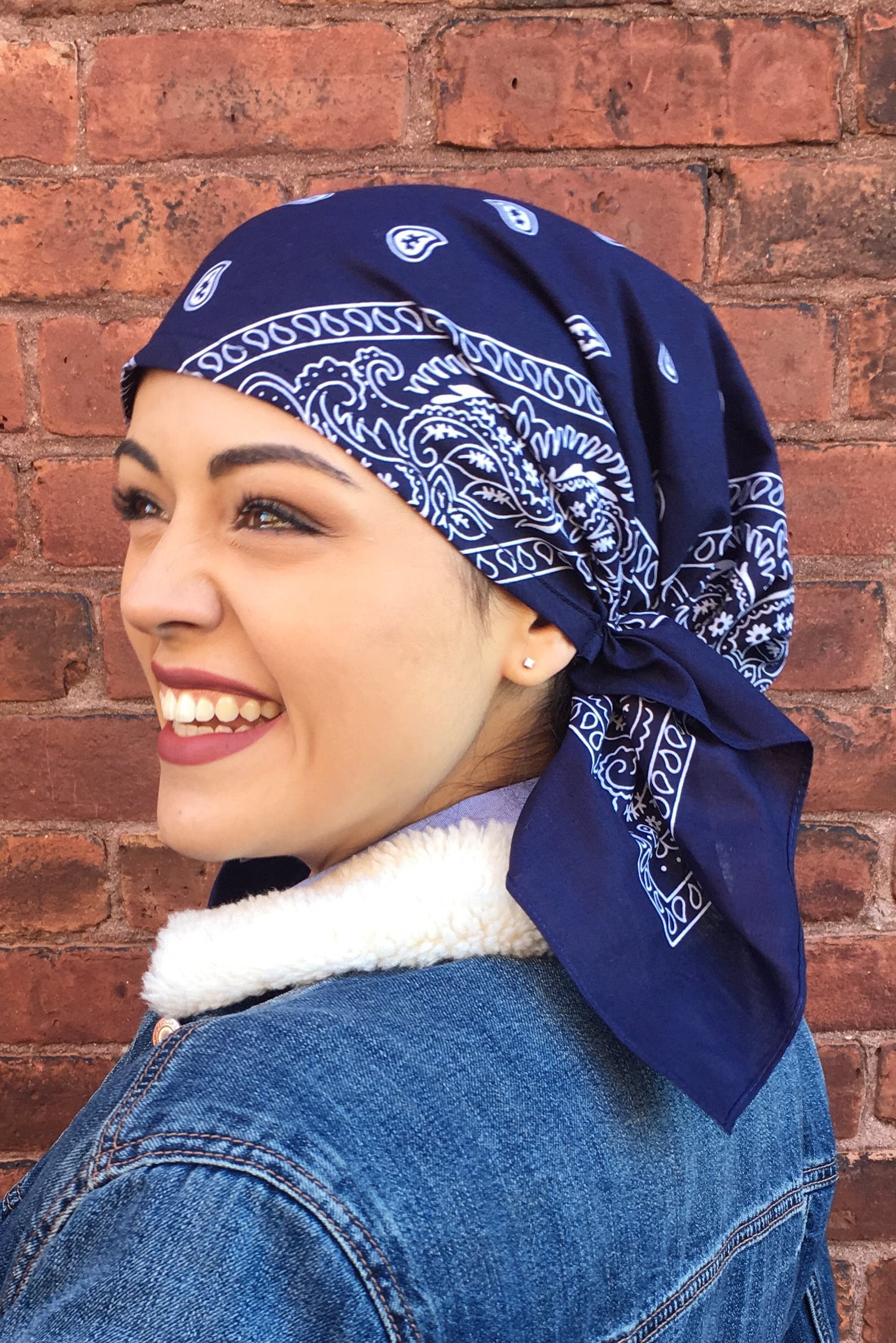 Cotton Bandana Tie Back Fitted Hat For Doctor Fashion Blue Etsy