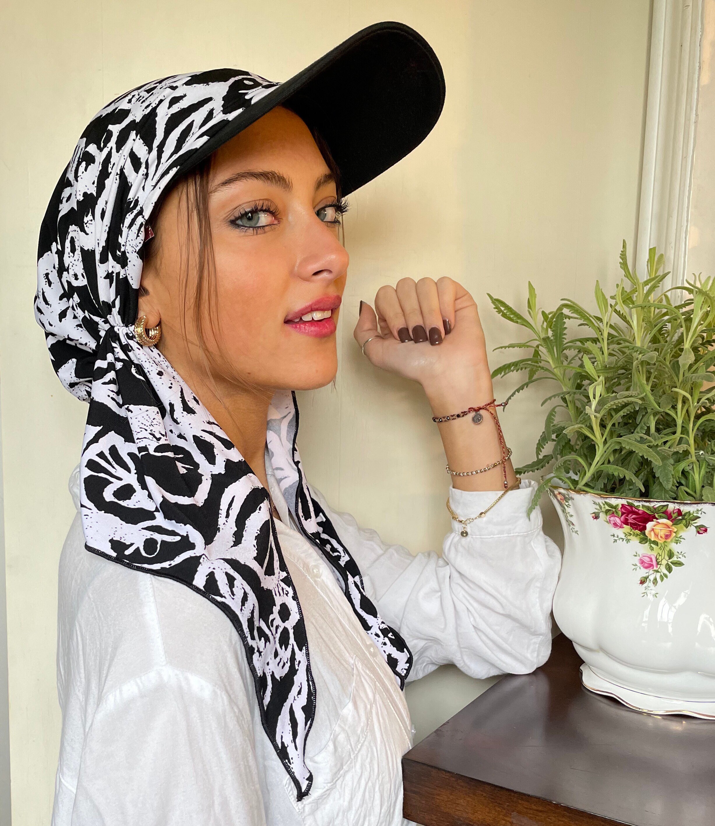 Sport Cap Scarf | Hat for the Sun | Gift for Friend Black White