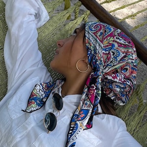 Fascia per capelli colorata, leggera ed elastica, Durag, sciarpa per chemioterapia, Hijab, bandana pre-annodata per donne / Prodotto di qualità negli Stati Uniti