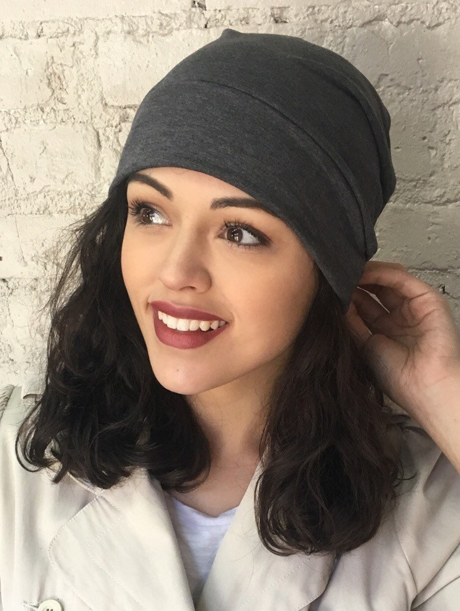 To Conceal Hair For SMALL Head Sleeping Hat Grey Stretchy Etsy
