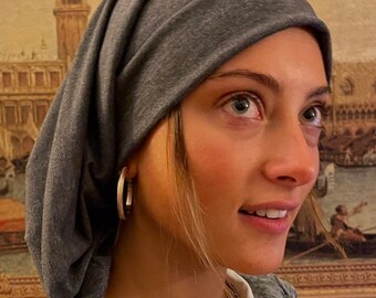 Grey Hijab | Modern Beanie Turban | Silver Snood | Hair Scarf For Women | For Hair Covering Christian | Quality Made in USA