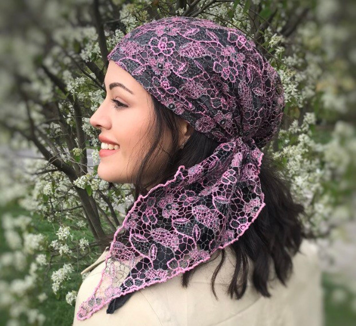 Lace Head Covering Stunning Sexy Pink or Blue Silver High End | Etsy