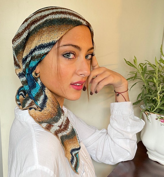 Colorful Fashion Head Scarf Boho Hipster Style Colorful Pre Tied Hair Wrap  Hijab Tichel for Women With Long or Short Hair Made in USA 