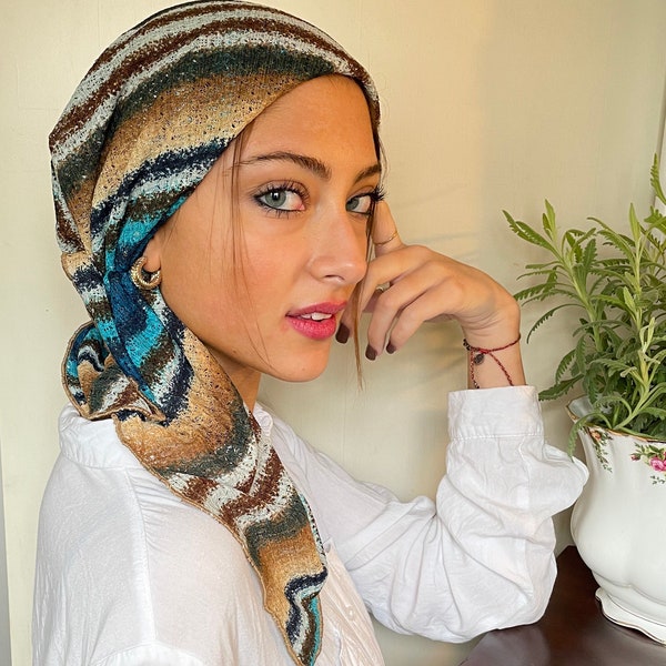 Colorful Fashion Head Scarf Boho Hipster Style | Colorful Pre Tied Hair Wrap Hijab Tichel For Women With Long or Short Hair | Made in USA