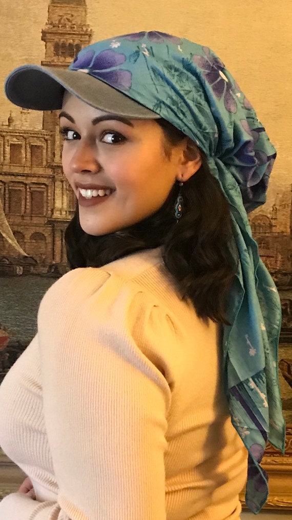 Sombrero algodón con ala / solar / bufanda pelo - Etsy