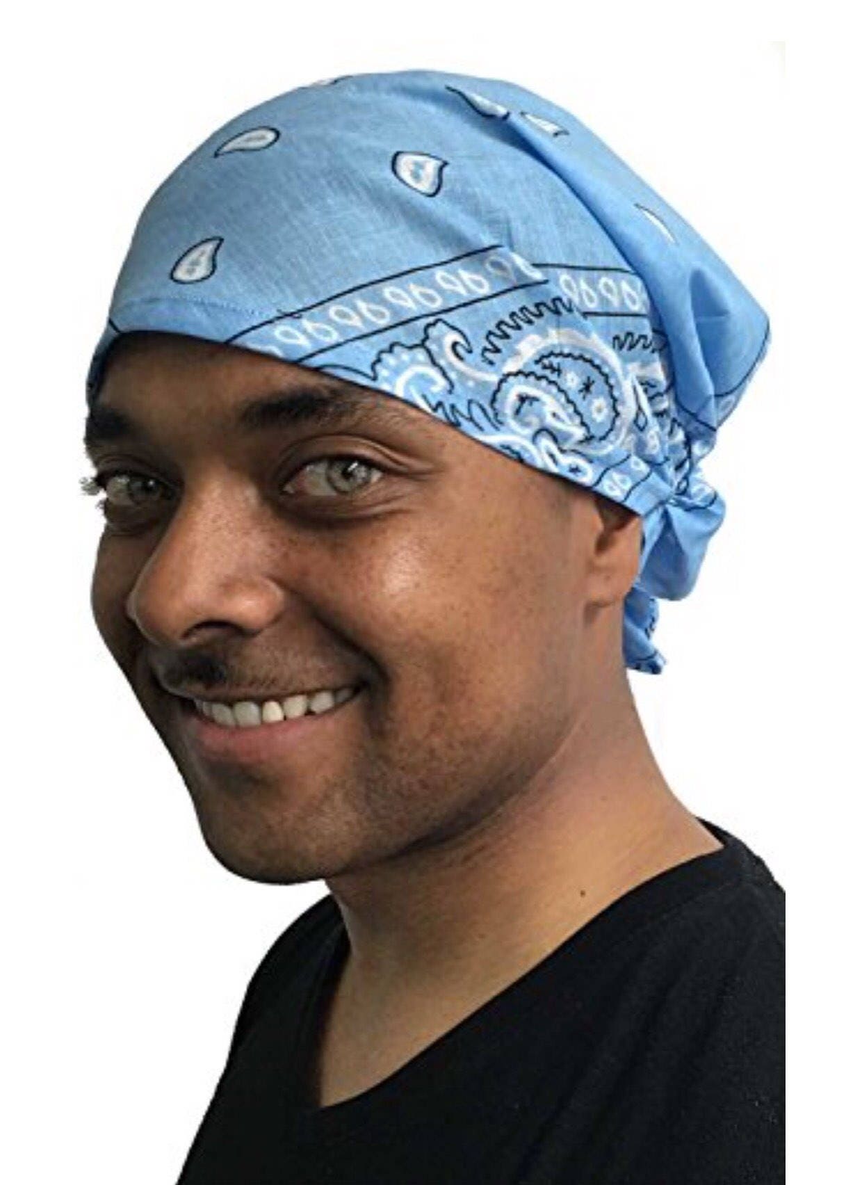 Men's BLACK Durag Bandana Sports Du-Rag Scarf Head Zandana Tie Down