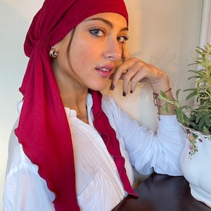Beautiful Head Scarf Tie Back Cap Long Hair Covering For Women To Conceal and Cover Hair | Head Wrap | Pre Tied | Made in USA