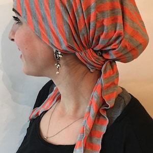 Tie Back Cap For Day Night Wear Casual Chemo Hat Hair Wrap Durag Adjustable Cotton Feel Fabric Packable Hair Wrap | Made in USA