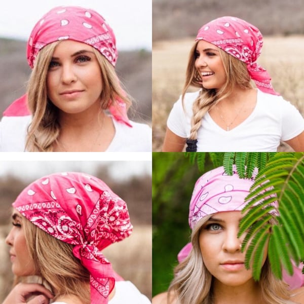 Cotton Bandana | Lightweight Tie Back Hat Cowboy Durag | 100% Cotton Casual Pre Tied Fitted Head Wrap Hijab For Men & Women