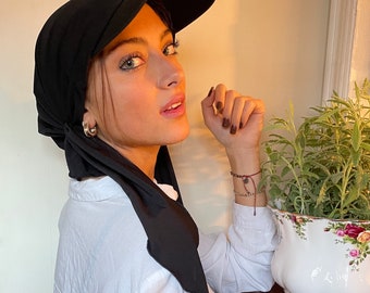 Sexy Black Hat Visor Essential Cool All Season Sun Cap Athletic Scarf Hijab Headgear For Sophisticated Women To Walk or Relax In. USA