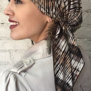 Brown Head Scarf To Cover and Conceal Hair | Easy To Wear Slip On Soft Hijab Turban |  Lightweight Tichel For Women | Quality Made in USA