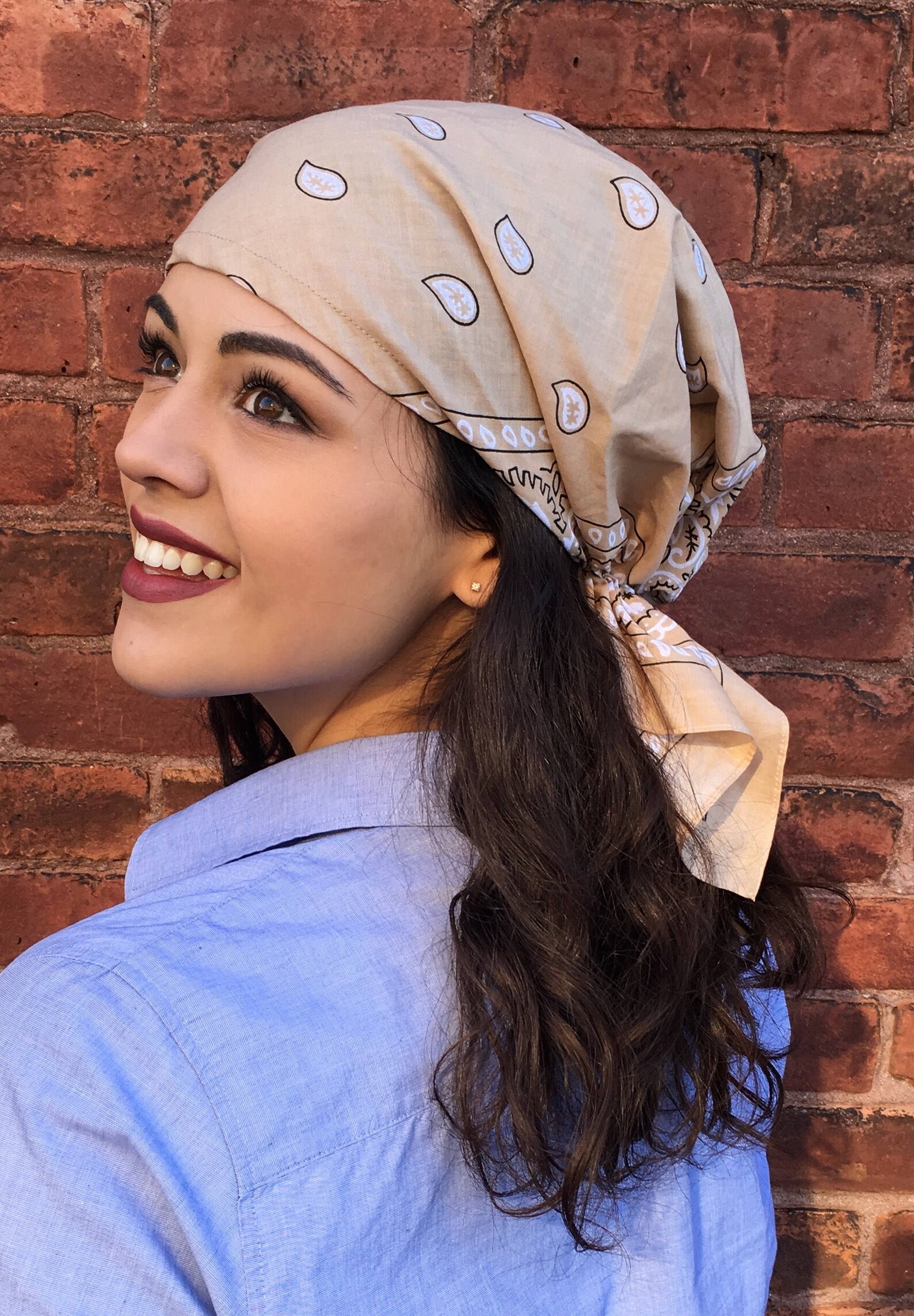 Cotton Bandana Durag Head Wrap Casual Stylish Tie Back Etsy