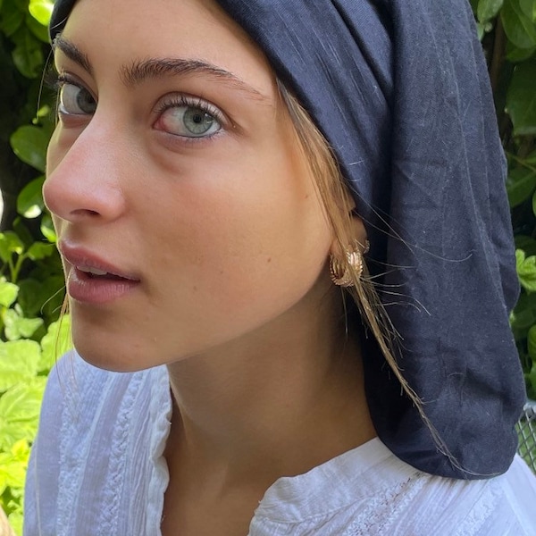 Durag | Kerchief | Navy Blue Snood With Height | Long Top Knot Turban | Stylish Hijab | Made in USA