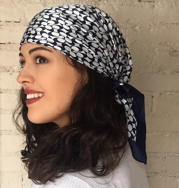 Stunning Blue And White Pre Tied Chic Silk Feel Modern Fashion Etsy