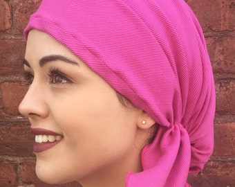 Comfortable Tie Back Hat Cap To Conceal & Cover Hair Easy Slip On Soft Pre Tied Head Scarf Hijab Made in USA