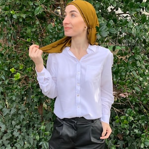 Rustic Headscarf For Women | Soft Fabric Tichel Hijab Scarf | Turban To Conceal Hair | Slip On Pre Tied Fitted Hair Wrap | Made in USA