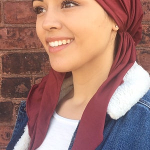Bamboo Fabric Sustainable Eco Friendly  Head Scarf Hair Wrap | Soft Comfortable Pre Tied Tichel Hijab Headcovering For Women | Made in USA