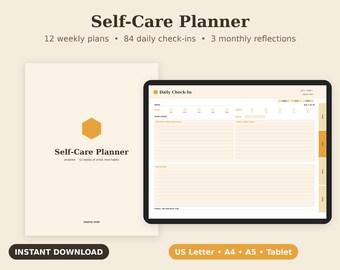 Self Care Planner Printable, Weekly Routine, Daily Check In PDF, Letter A4 A5 Tablet