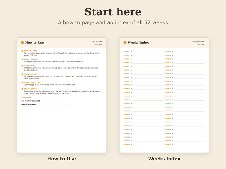 Undated Weekly Planner Printable, Monthly Calendar, Year Overview PDF, Letter A4 A5 Tablet image 5