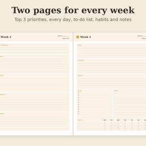 Undated Weekly Planner Printable, Monthly Calendar, Year Overview PDF, Letter A4 A5 Tablet image 2