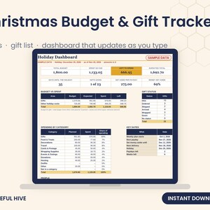 Christmas Budget Spreadsheet, Gift Tracker by Person, Holiday Savings Plan, Weekly Spending Dashboard