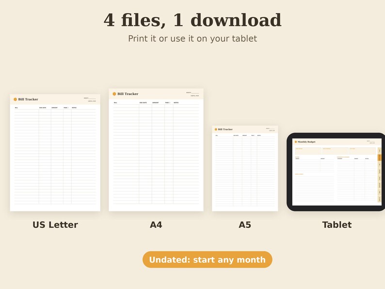 Monthly Budget Planner Printable, Expense Tracker, Bill Organizer, Savings PDF, Letter A4 A5 GoodNotes image 3
