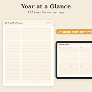 Undated Weekly Planner Printable, Monthly Calendar, Year Overview PDF, Letter A4 A5 Tablet image 4
