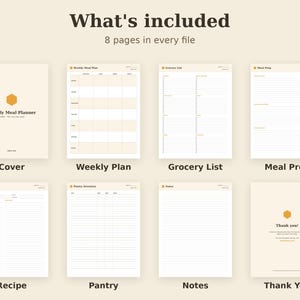 Undated Weekly Meal Planner Printable, Grocery List, Food Prep PDF, Letter A4 A5 GoodNotes Bild 2