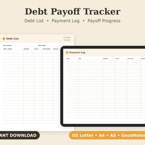 Debt Payoff Tracker Printable, Snowball Worksheet, Avalanche Planner PDF, Letter A4 A5 GoodNotes imagen 1