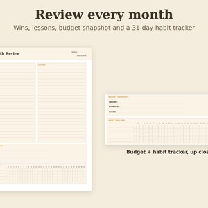 Undated Monthly Planner Printable, Goal Setting, Habit Tracker, Review PDF, Letter A4 A5 Tablet image 3