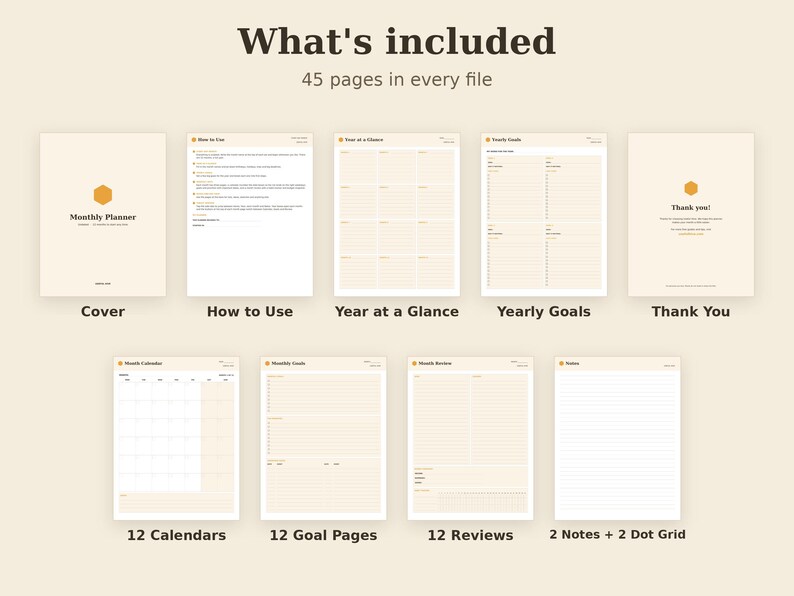 Undated Monthly Planner Printable, Goal Setting, Habit Tracker, Review PDF, Letter A4 A5 Tablet image 8