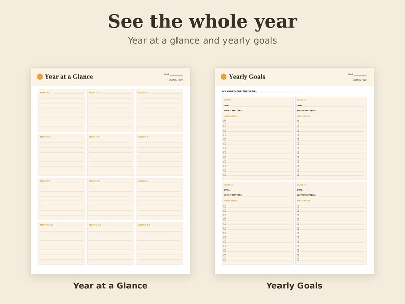 Undated Monthly Planner Printable, Goal Setting, Habit Tracker, Review PDF, Letter A4 A5 Tablet image 4