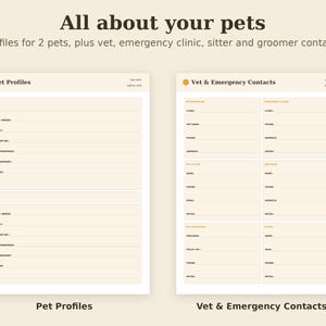 Planificador de cuidado de mascotas imprimible, registro de historial veterinario, organizador de perros y gatos en PDF, tamaño carta, A4, A5 y tableta. imagen 3